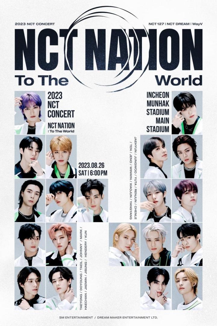 Werbeplakat für das „NCT Nation“-Konzert 2023 im Incheon Munhak Stadium.