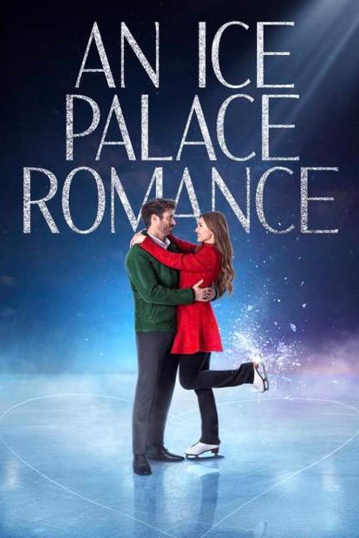 Ein Paar umarmt sich auf einer Eisbahn vor dem Titel „An Ice Palace Romance“.