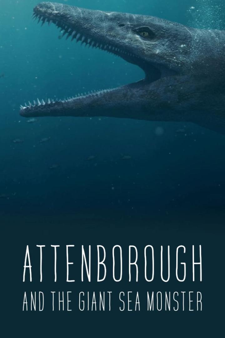 Ein riesiges Meeresreptil mit geöffnetem Maul schwimmt im Ozean.