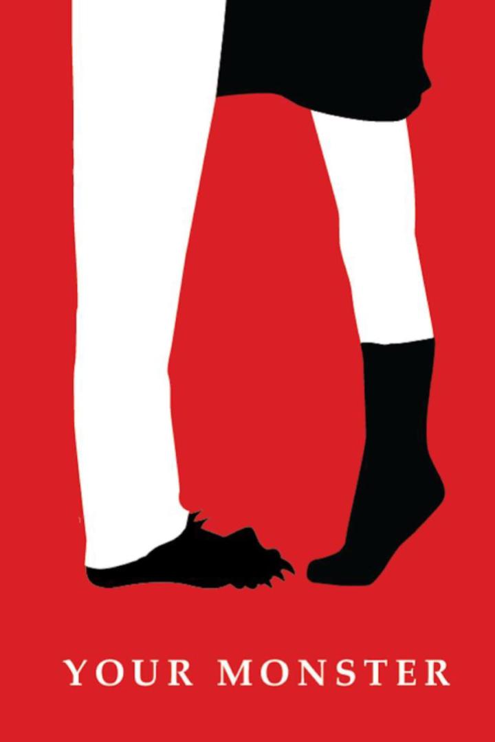 Das stilisierte Filmplakat für „Your Monster“ zeigt die Füße eines Paares, wobei einer Monsterfüße hat.