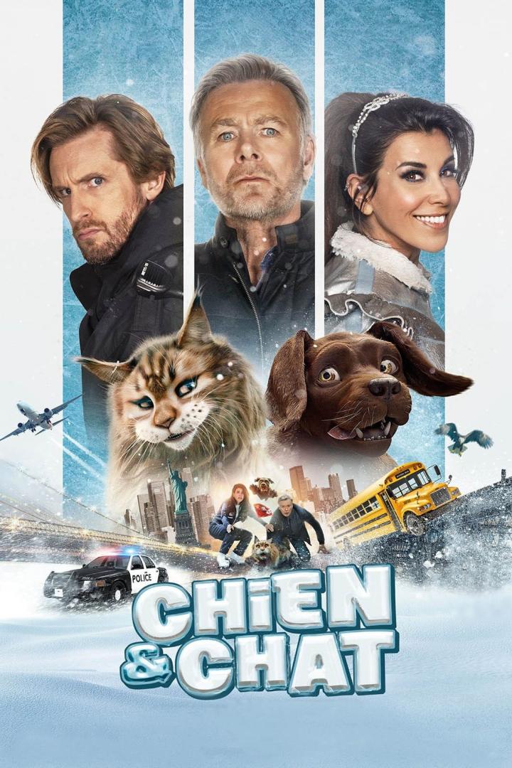 Das Filmplakat für „Chien et Chat“ zeigt eine abenteuerliche Katz-und-Hund-Geschichte in New York.