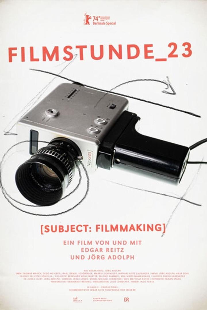 Das Filmplakat für „Filmstunde_23“ zeigt eine stilisierte Filmkamera.