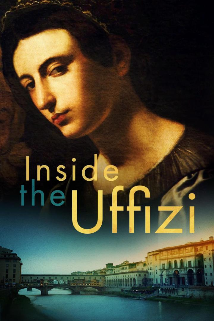 Das Poster für „Inside the Uffizi“ zeigt ein Gemälde und den Ponte Vecchio in Florenz.