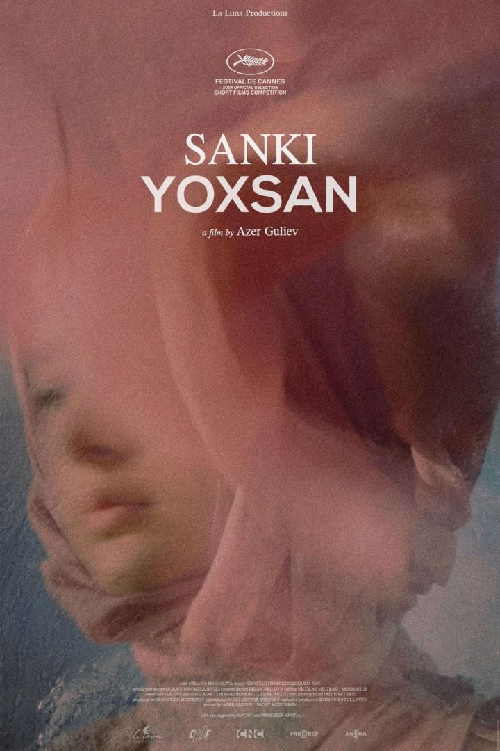 Das Filmplakat für „Sanki Yoxsan“ von Azer Guliev zeigt ein verschwommenes Gesicht.
