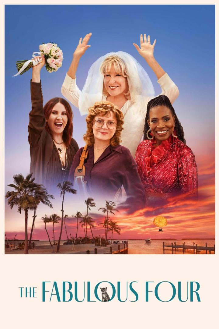 Das Filmplakat für „The Fabulous Four“ zeigt vier Frauen vor einem Strandhintergrund.