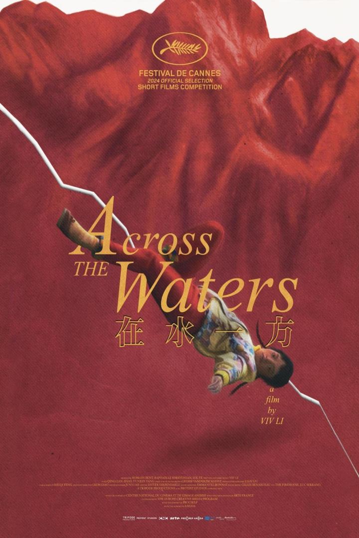 Das Filmplakat für „Across the Waters“ des Festival de Cannes 2024 zeigt eine Person im Wasser.