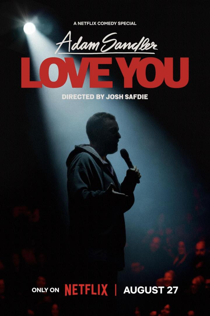 Das Filmplakat für Adam Sandlers Netflix Comedy Special „Love You“.