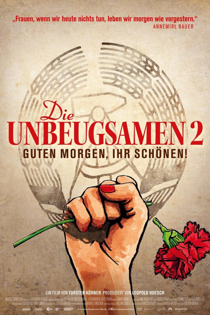Das Filmplakat für „Die Unbeugsamen 2 – Guten Morgen, ihr Schönen!“ zeigt eine Faust mit einer Nelke.