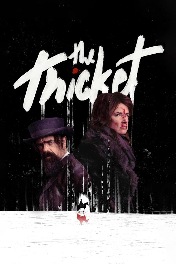 Das Filmplakat für „The Thicket“ zeigt Peter Dinklage und Juliette Lewis vor einem dunklen Hintergrund.