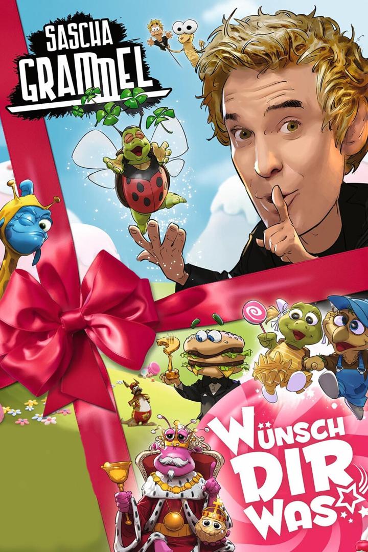Das Cover von Sascha Grammel's „Wünsch Dir Was“ mit verschiedenen seiner Puppen.