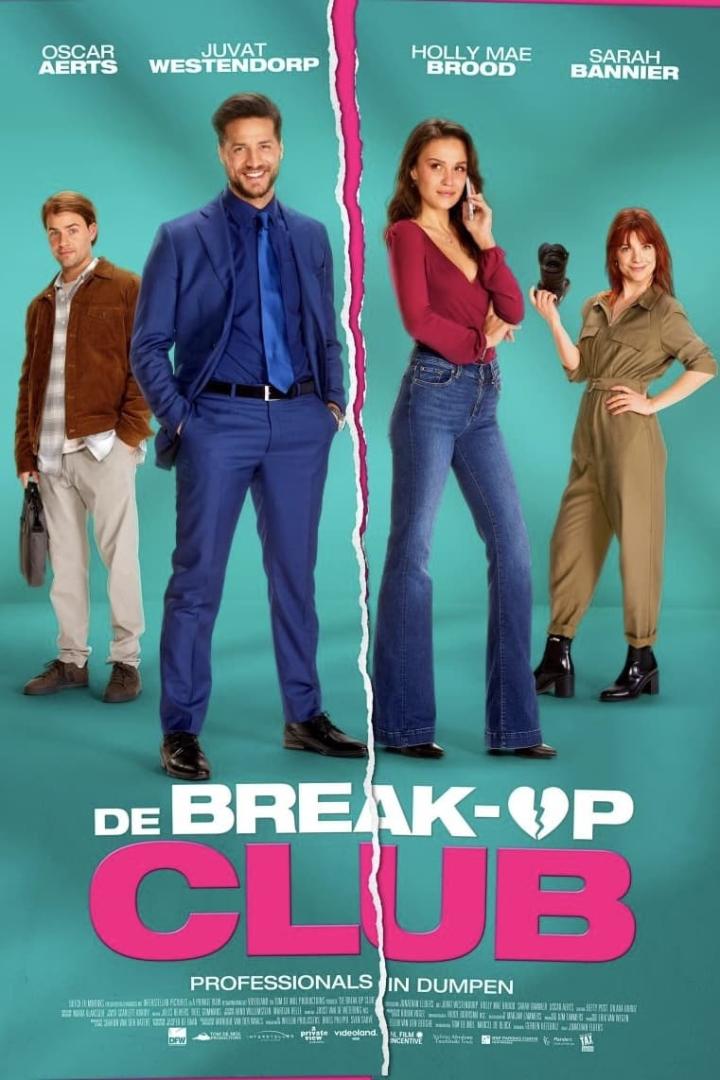 Das Filmplakat für „De Break-Up Club“ mit Oscar Aerts, Juvat Westendorp, Holly Mae Brood und Sarah Bannier.