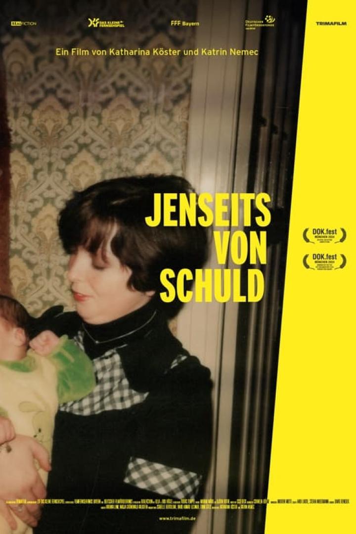Das Filmplakat für „Jenseits von Schuld“ zeigt eine junge Frau mit einem Baby.