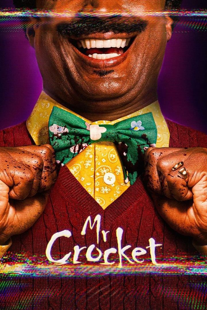 Das Filmplakat zu „Mr. Crocket“ zeigt einen Mann mit Fliege und blutverschmierten Fäusten.