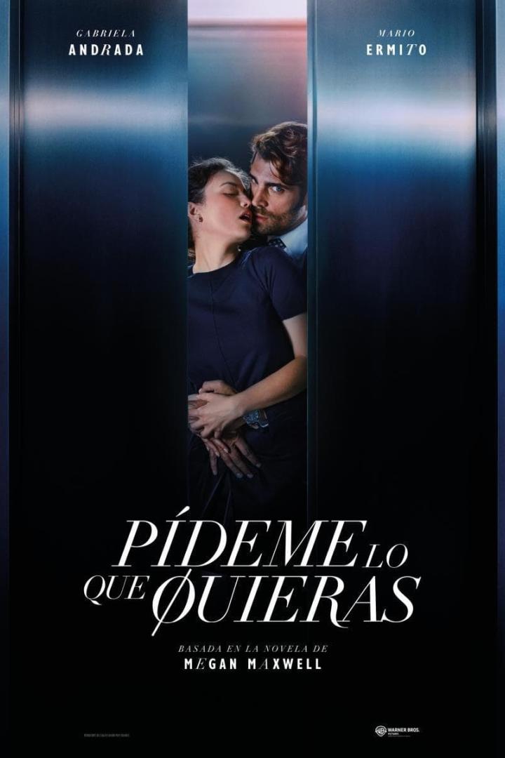 Ein Paar umarmt sich leidenschaftlich auf dem Filmplakat zu „Pídeme lo que quieras“.