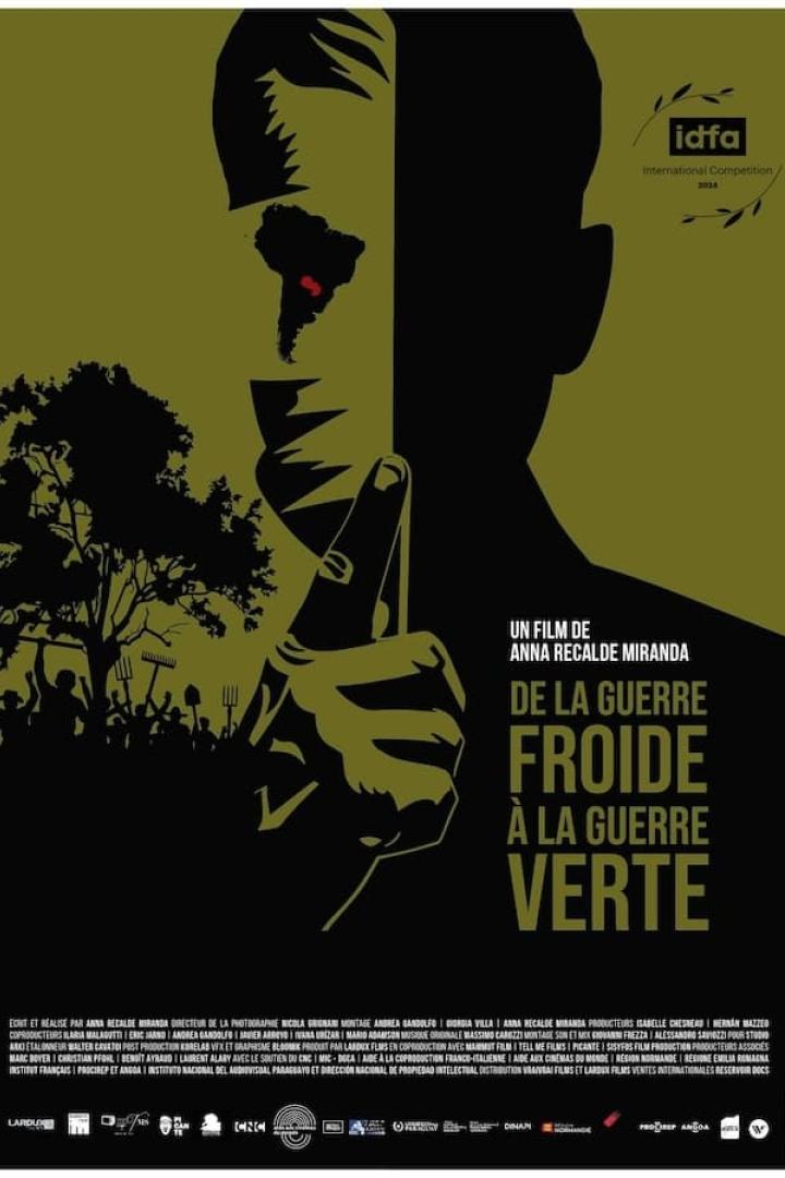 Das Filmplakat für „De la Guerre Froide à la Guerre Verte“ zeigt eine stilisierte Silhouette vor Demonstranten.