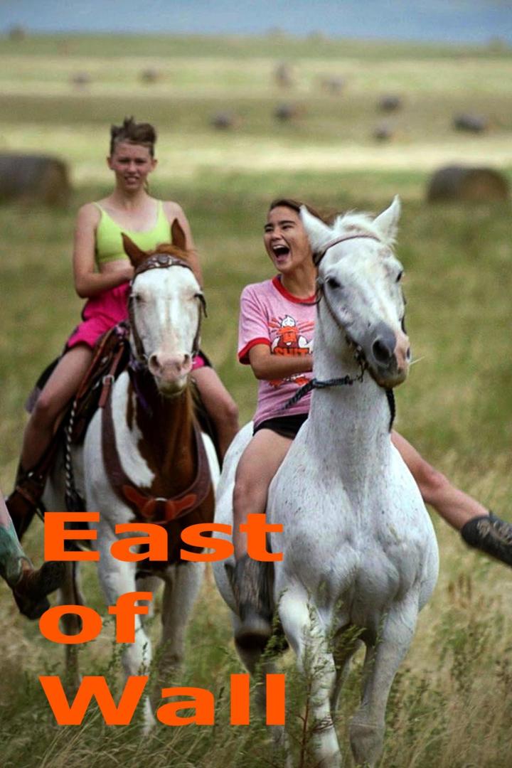 Zwei junge Frauen reiten auf Pferden durch eine grüne Landschaft.