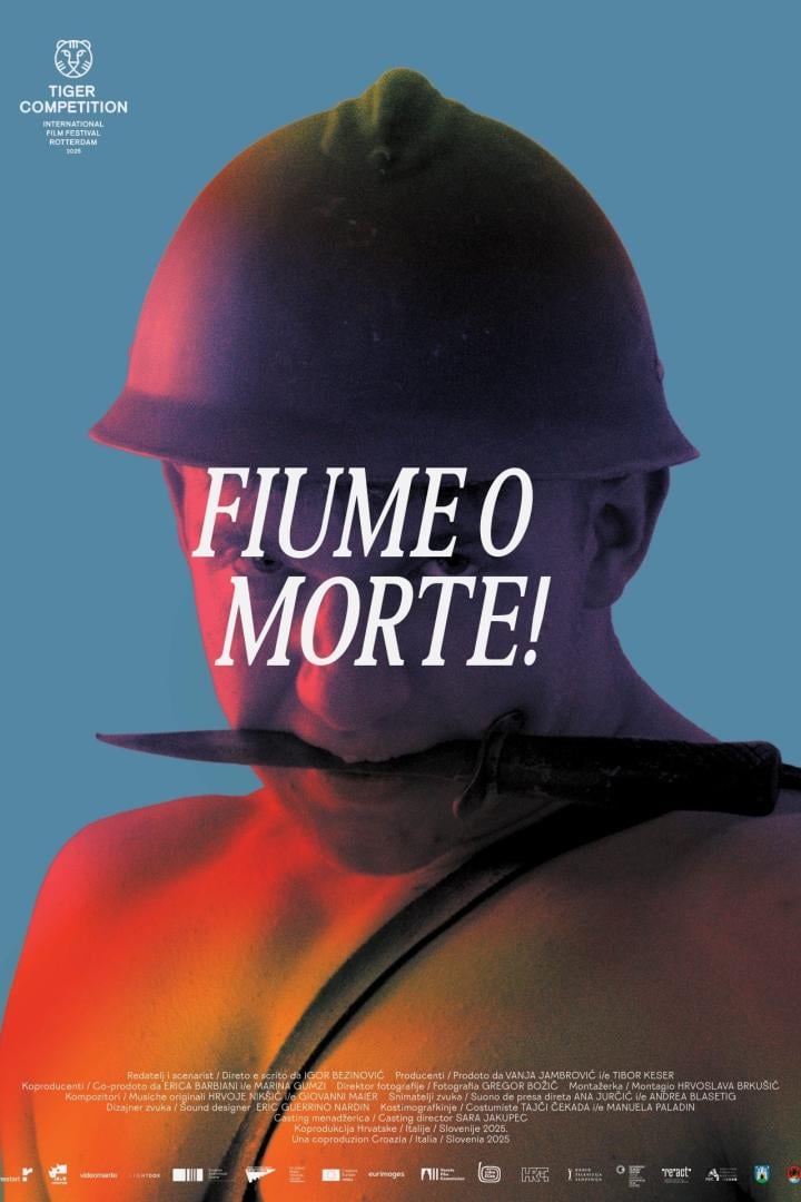 Ein Mann mit einem Messer im Mund, Filmposter für „Fiume o Morte!“.