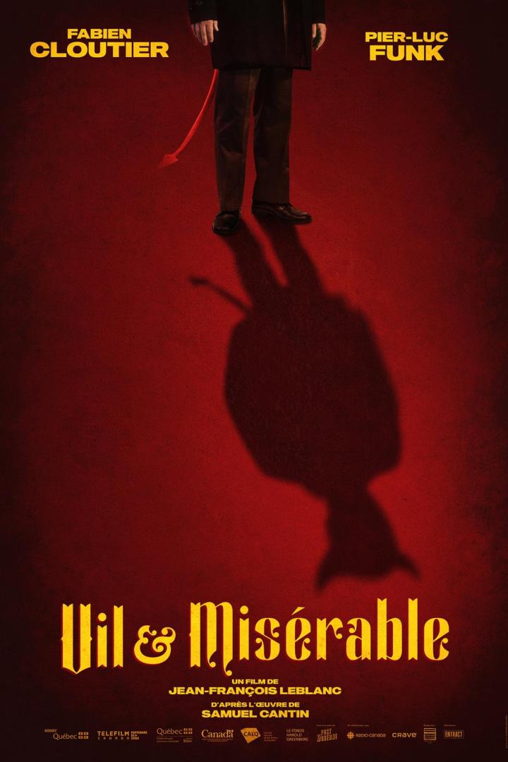 Das Filmplakat für „Vil & Misérable“ zeigt eine Person mit einem Teufelsschwanz, dessen Schatten Hörner hat.