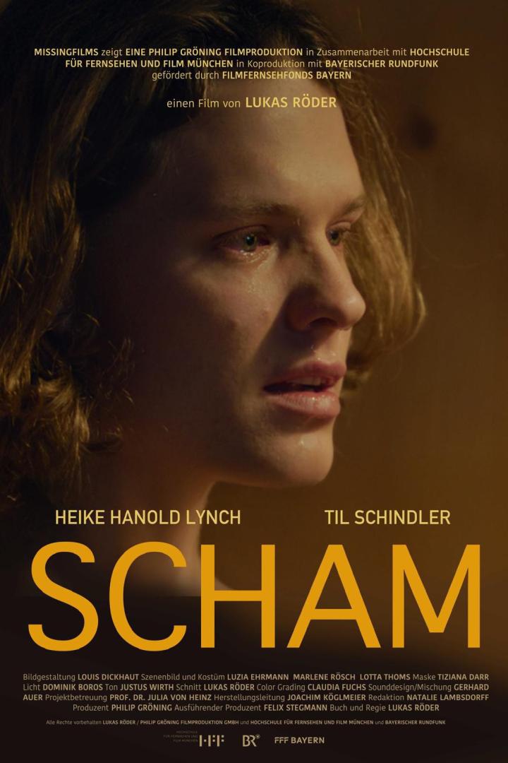 Das Filmplakat für „Scham“ zeigt Heike Hanold Lynch und Til Schindler.