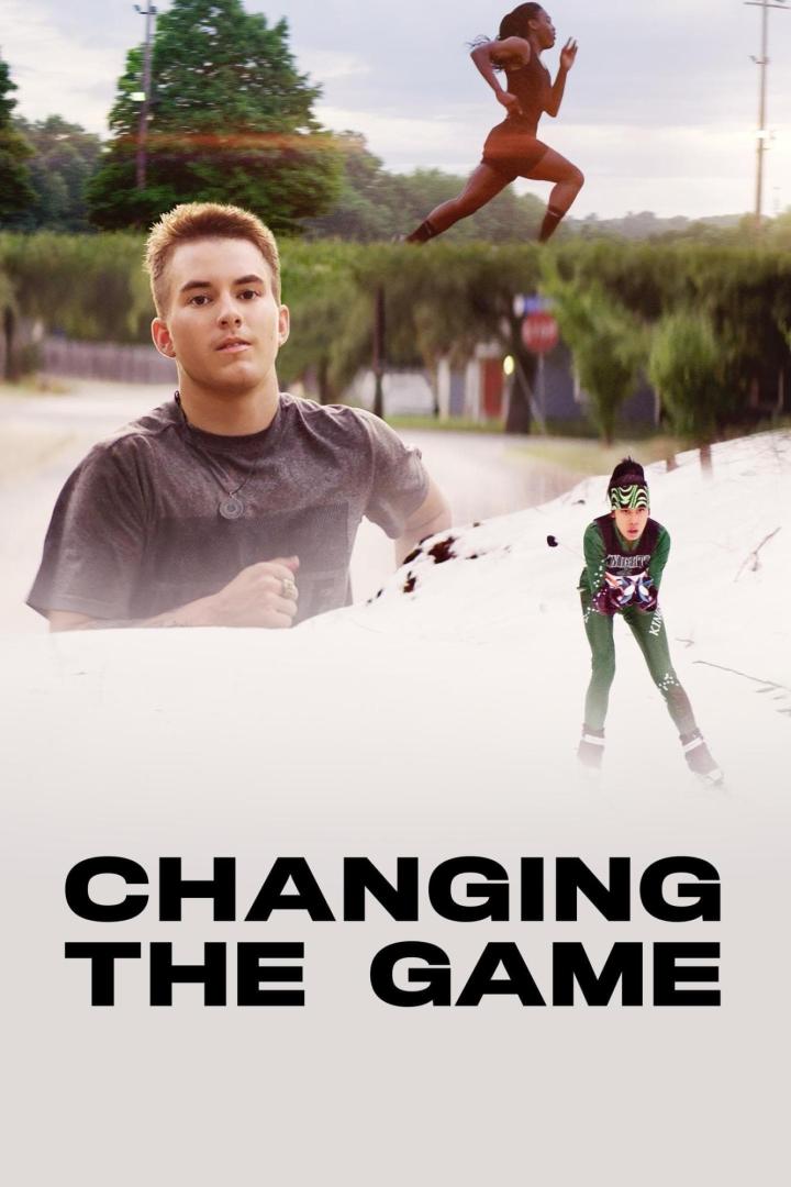 Das Filmplakat für „Changing the Game“ zeigt drei junge Sportler in verschiedenen Disziplinen.