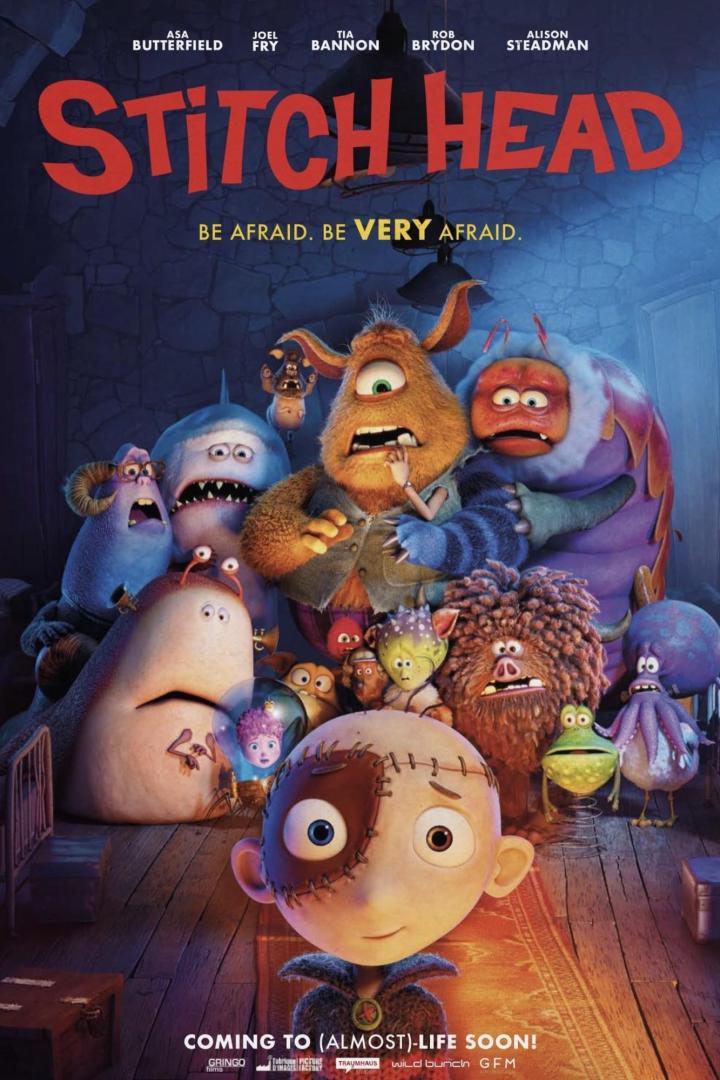 Das Filmplakat für „Stitch Head“ zeigt eine Gruppe animierter Monster.