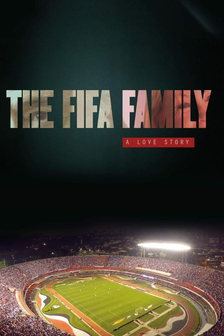 Das Filmplakat für „The FIFA Family: A Love Story“ zeigt ein Fußballstadion bei Nacht.