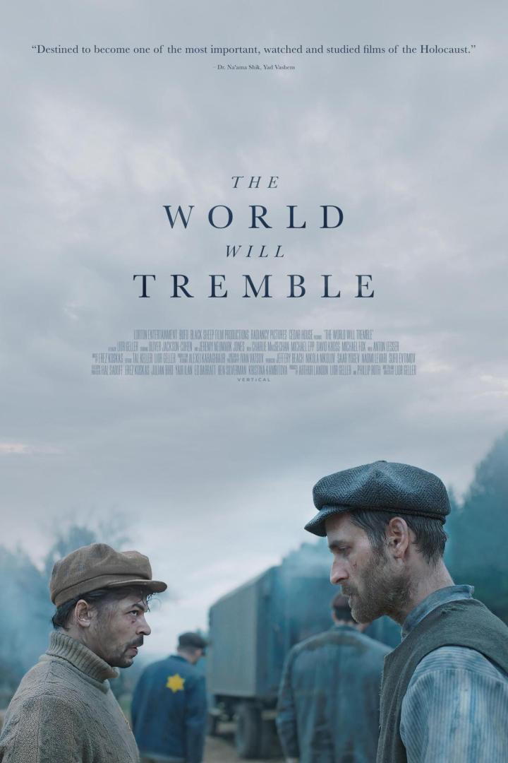 Das Filmplakat für „The World Will Tremble“ zeigt zwei Männer in Kleidung aus dem frühen 20. Jahrhundert.