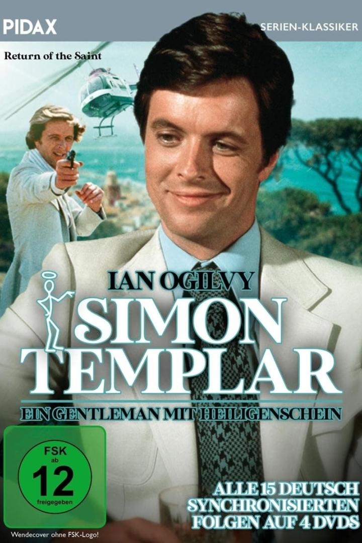 Das DVD-Cover von „Simon Templar“ mit Ian Ogilvy als Gentleman-Detektiv.