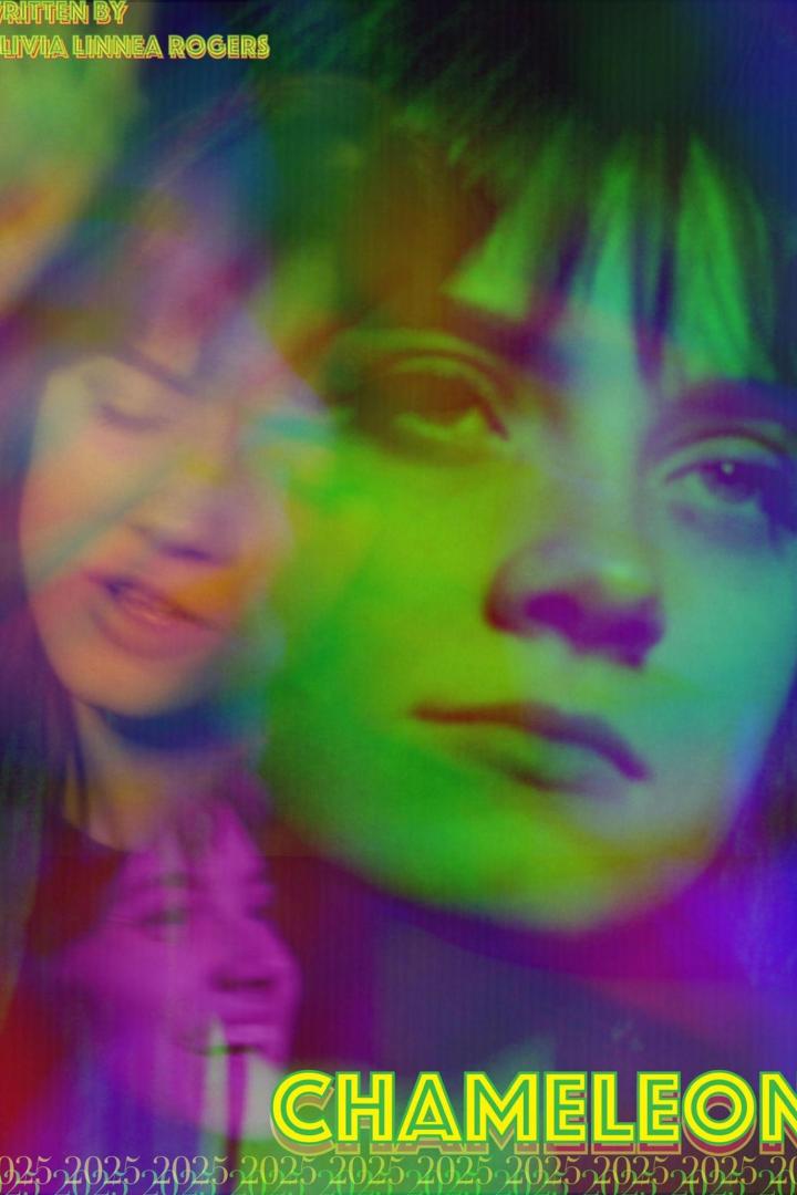 Das Poster für den Film „Chameleon“ zeigt das Gesicht einer jungen Frau in bunten Farben.