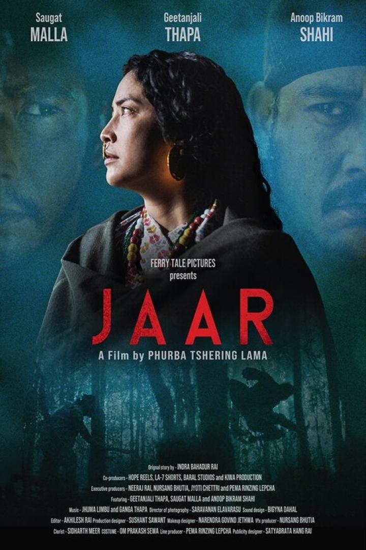Das Filmplakat für „Jaar“ zeigt Geetanjali Thapa, Saugat Malla und Anoop Bikram Shahi.