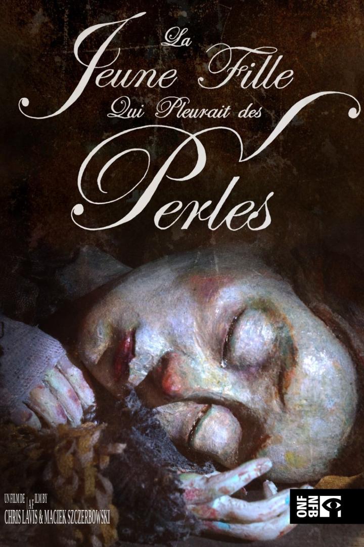 Das Filmplakat für „La Jeune Fille Qui Pleurait des Perles“ zeigt das Gesicht einer weinenden jungen Frau.