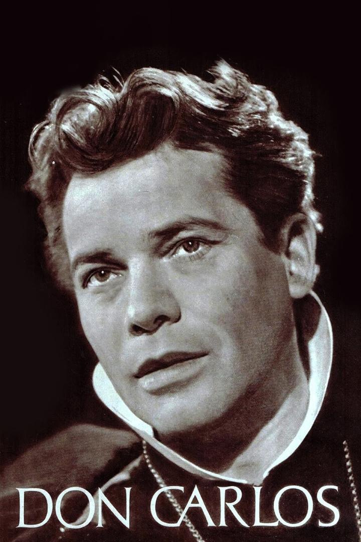 Schwarzweiß-Porträt eines Mannes als Don Carlos.