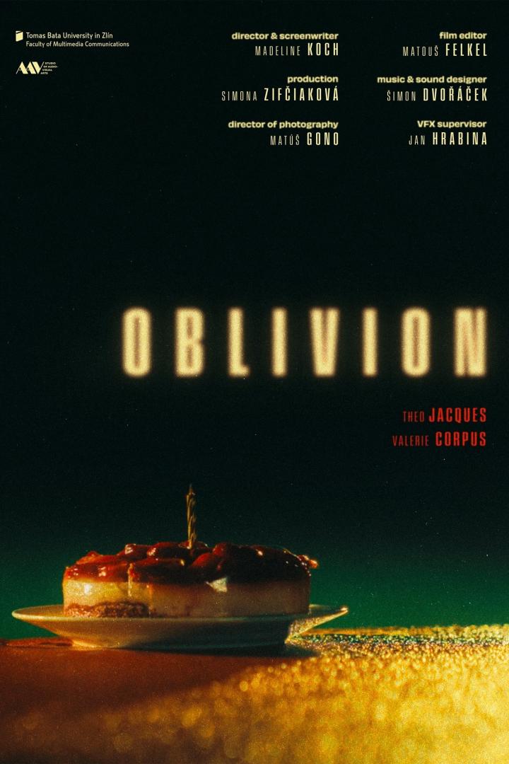 Das Filmplakat für „Oblivion“ zeigt einen Kuchen mit einer Kerze.