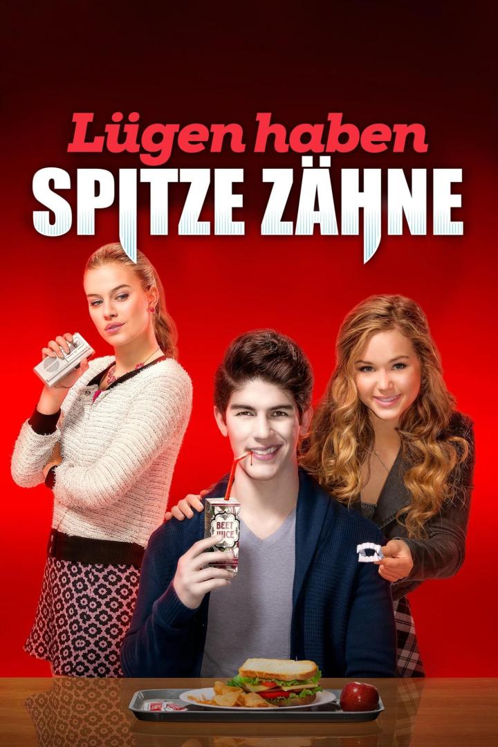 Das Filmplakat für „Lügen haben spitze Zähne“ zeigt drei Jugendliche und einen Imbiss-Tisch.