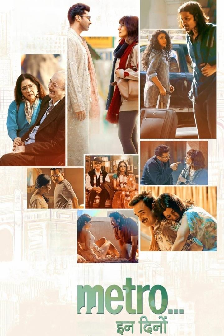 Das Filmplakat für „Metro… In Dino“ zeigt verschiedene Paare in unterschiedlichen Situationen.