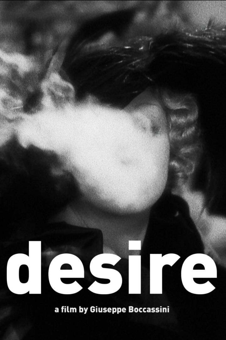 Das Filmplakat für „Desire“ zeigt das Gesicht einer Frau im Schwarzweiß-Stil.