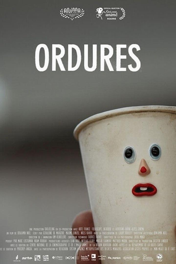 Das Filmplakat für „Ordures“ zeigt einen Pappbecher mit aufgeklebtem Gesicht.