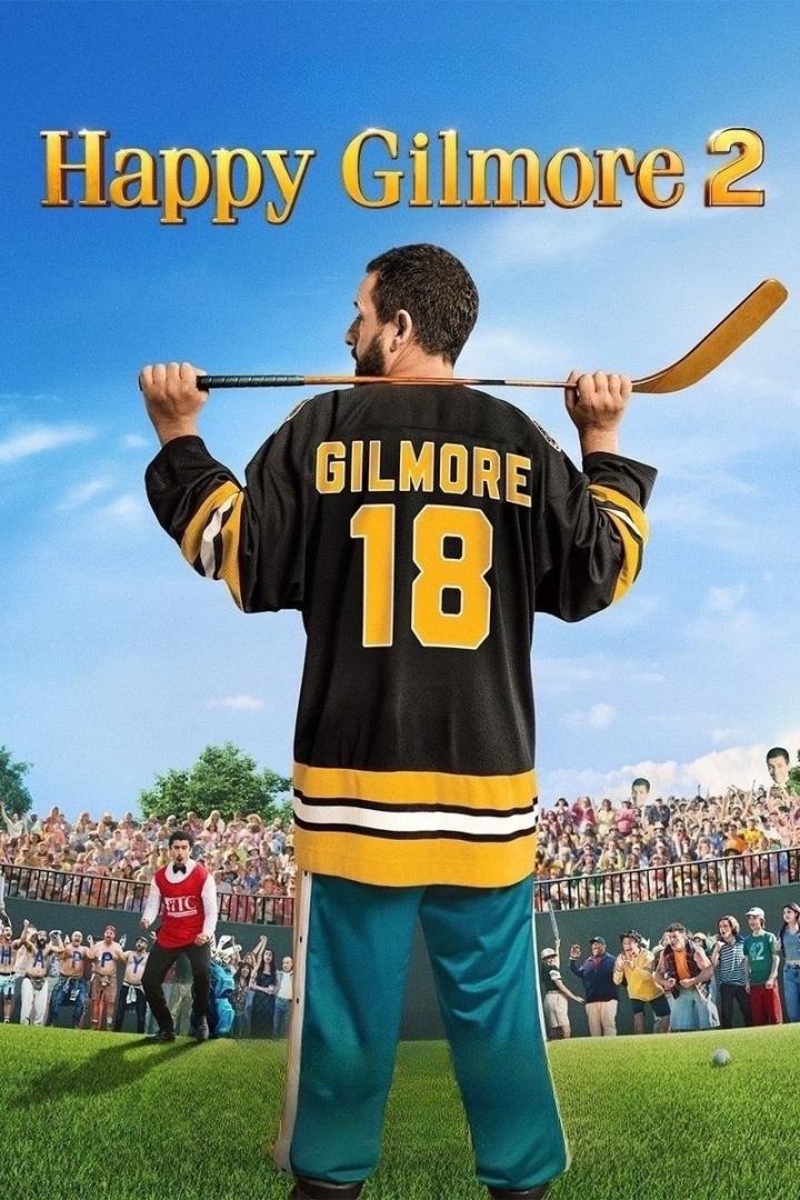 Ein Werbeplakat für „Happy Gilmore 2“ mit Adam Sandler im Eishockeytrikot.