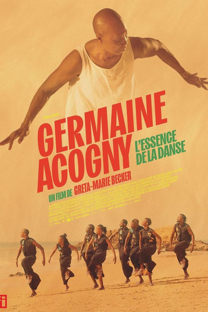 Das Filmplakat für „Germaine Acogny – L’essence de la danse“ zeigt die Tänzerin und ihre Gruppe am Strand.