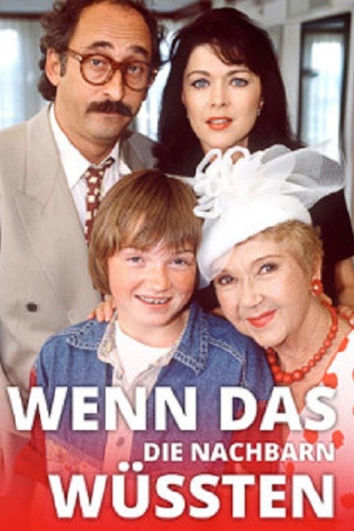Das Filmplakat für „Wenn das die Nachbarn wüssten“ zeigt vier Schauspieler.
