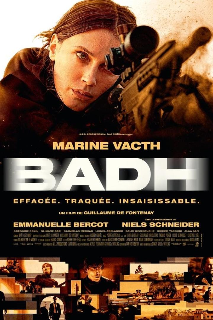 Das Filmplakat für „Bad Living“ zeigt Marine Vacth mit einem Scharfschützengewehr im Anschlag.