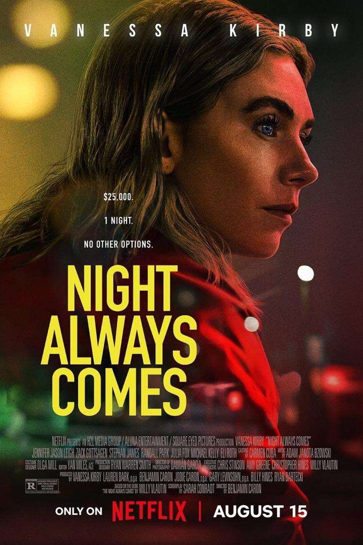 Das Filmplakat für „Night Always Comes“ zeigt Vanessa Kirby im Profil.