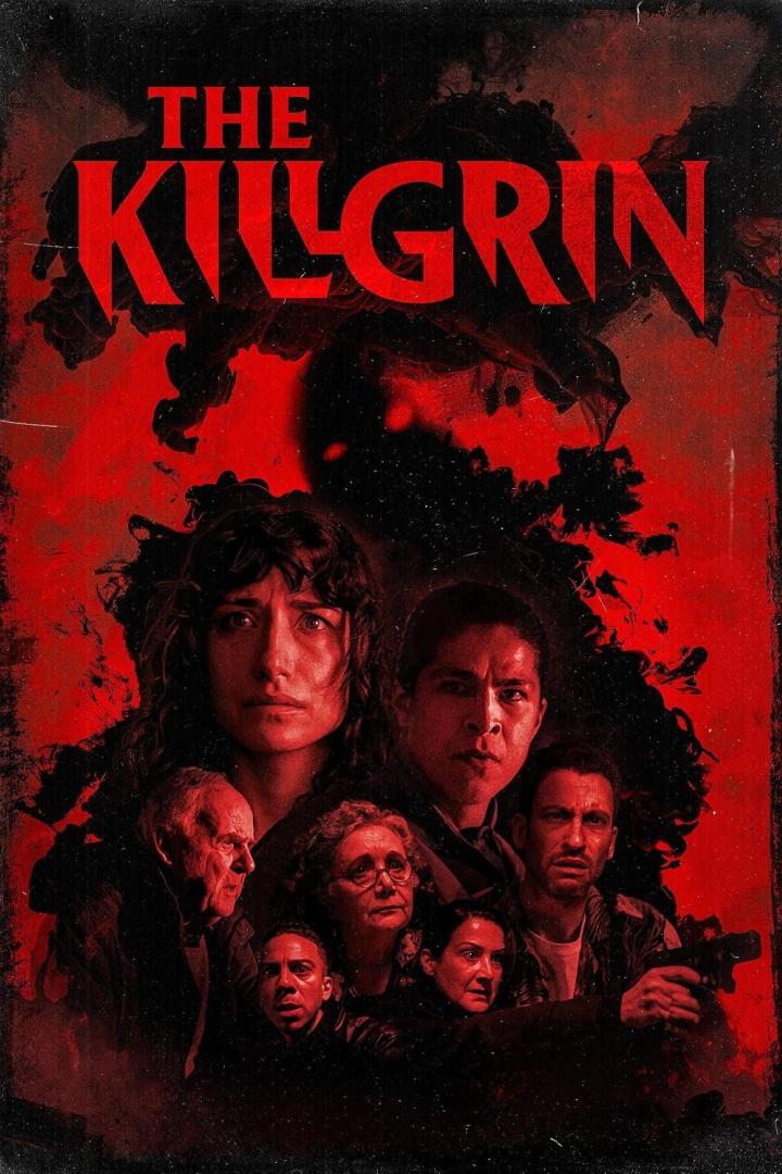 Das rote Filmplakat für „The Kilgrin“ zeigt eine Gruppe von Menschen vor einem dunklen, bedrohlichen Hintergrund.