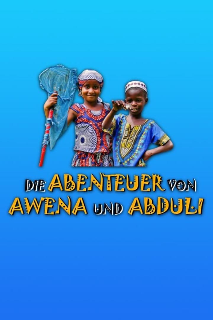 Zwei afrikanische Kinder, Awena und Abduli, mit einem Schmetterlingsnetz.