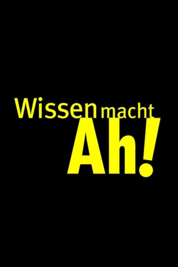 Gelbe Schrift auf schwarzem Grund: Wissen macht Ah!.