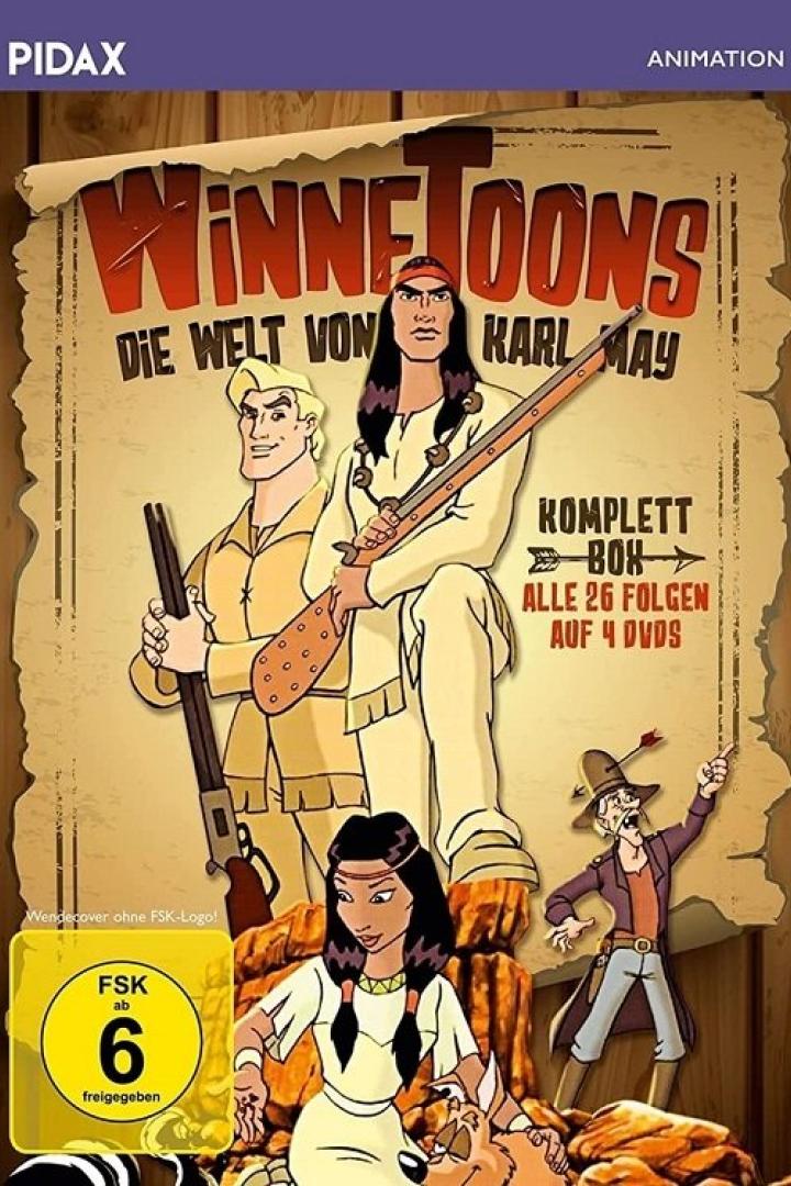 Das Cover der DVD-Box „Winnetoons – Die Welt von Karl May“ mit den animierten Figuren Winnetou und Old Shatterhand.