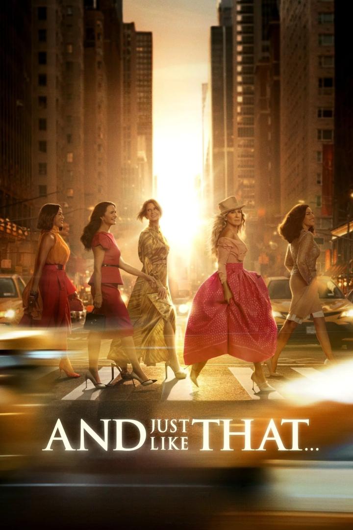 Das Filmplakat von „And Just Like That…“ zeigt vier Frauen, die in New York über einen Zebrastreifen gehen.