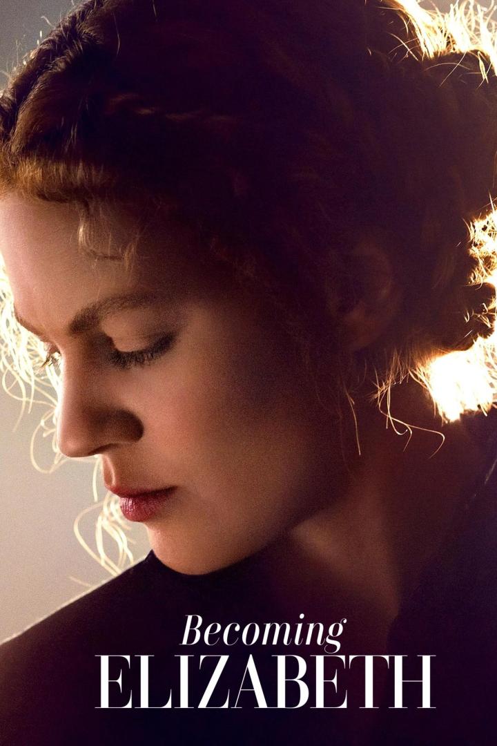 Das Poster für die Fernsehserie „Becoming Elizabeth“ zeigt eine Frau im Profil.