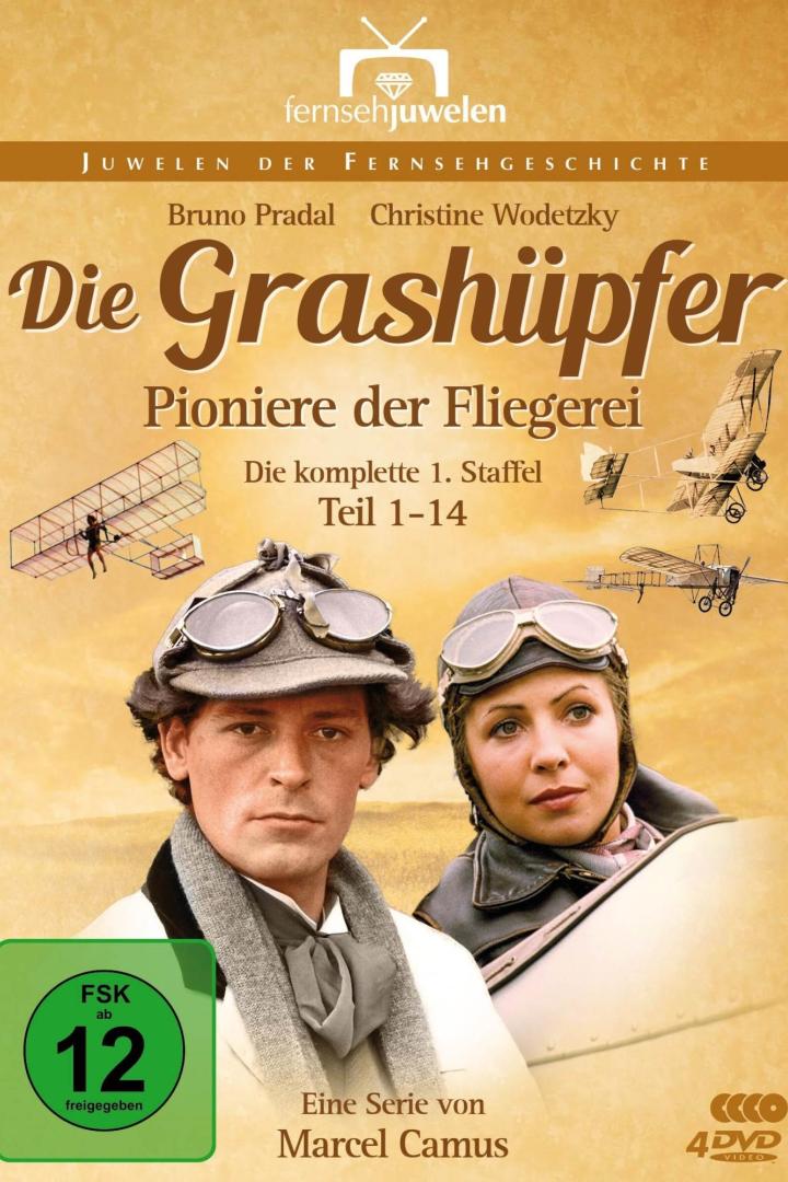 Das DVD-Cover der Fernsehserie „Die Grashüpfer“ mit Bruno Pradal und Christine Wodetzky.