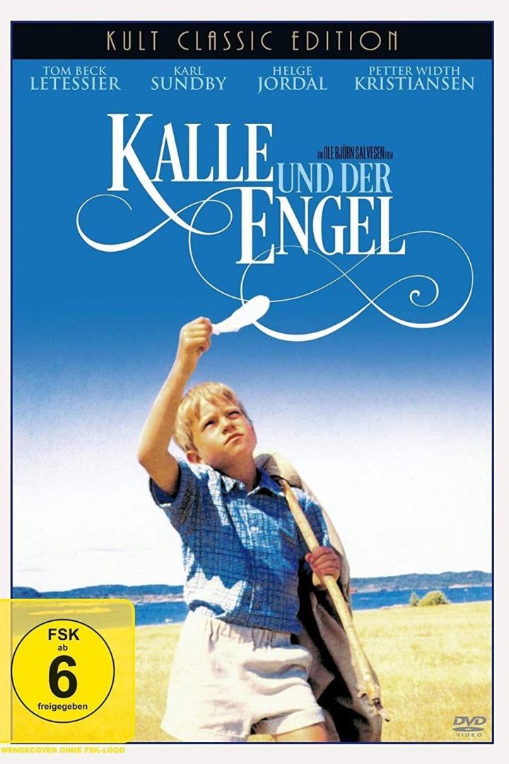 Das Filmplakat für „Kalle und der Engel“ zeigt einen Jungen, der eine Feder in den Himmel hält.
